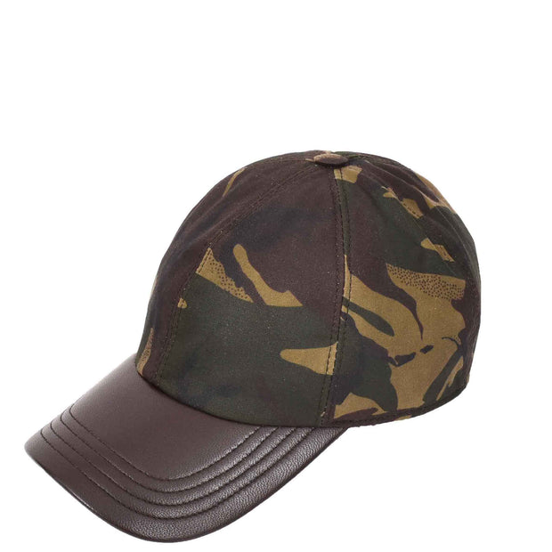 Waterproof Cotton Baseball Cap with Genuine Leather Peak and Adjustable Strap A19 Camouflage-1