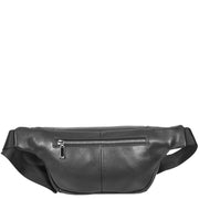 Real Leather Waist Pack Mobile Money Belt Bum Bag Travel Pouch AY27 Black-2