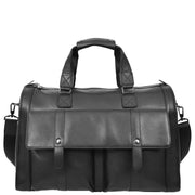 Full Leather Holdall Weekend Travel Duffel Bag for Men, Women AL07 Black-1