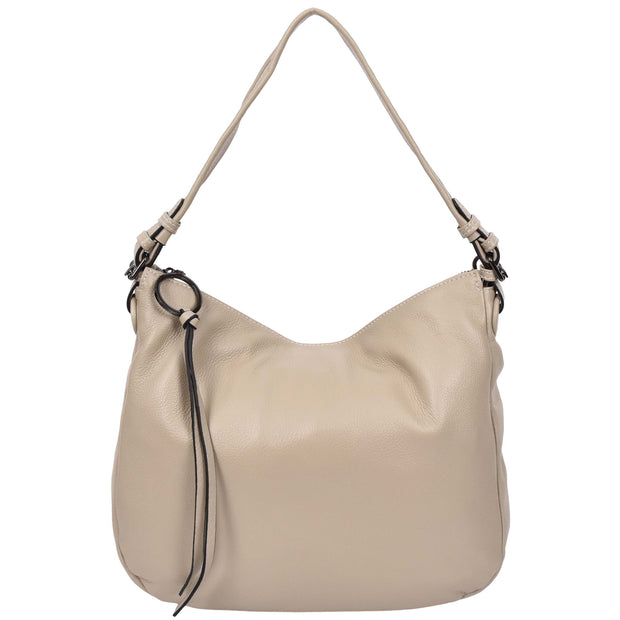 Womens Leather Hobo Handbag Soft Large Multi Straps Zipper Shoulder Bag A202 Taupe-4