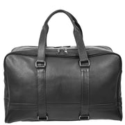 Full Grain Leather Holdall Travel Duffle Cabin Size Weekend Bag A806 Black-4