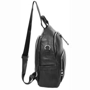 Women's Genuine Leather Backpack Multiple Pockets Casual Fashion Rucksack A618 Black-3