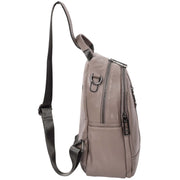 Womens Real Leather Backpack Multi-Zip Pockets Shoulder Bag Rucksack A665 Grey-2