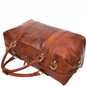 Genuine Leather Overnight Weekend Duffle Bag Travel Holdall A500 Cognac 5