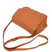 Womens Cognac Leather Shoulder Messenger Handbag Ada-6