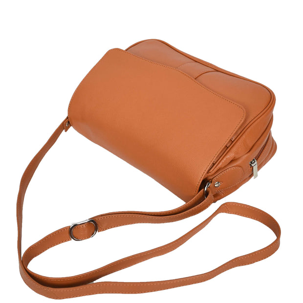 Womens Cognac Leather Shoulder Messenger Handbag Ada-6