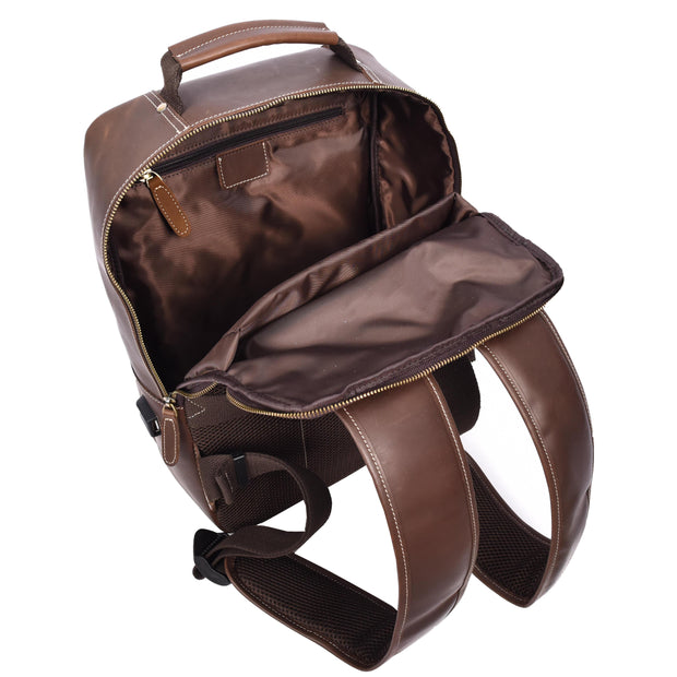 Real Leather Backpack Laptop USB Port Multiple Pockets Rucksack A176 Brown Hunter-4