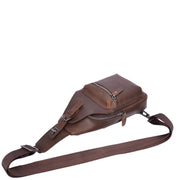 Trendy Leather Chest Pack For Men Casual Cross Body Travel Organiser Bag A095 Brown Hunter-5