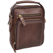 Mens Leather Messenger Bag Travel Crossbody Satchel Side Bag AD601 Brown Hunter-3