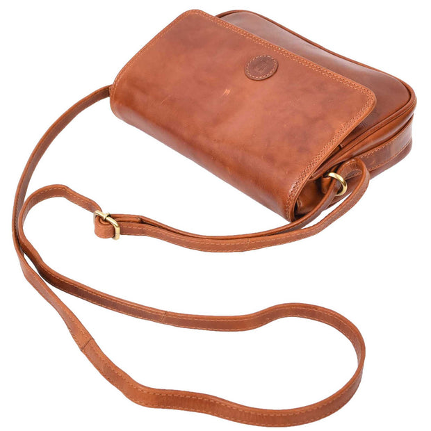 Leather Crossbody Bag Classic Casual Multi Pockets Organiser A202 Cognac 5