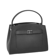 Womens Real Leather Top Handle Handbag Casual Outgoing Small Tote Bag A181 Black-5