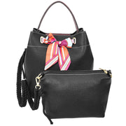 Women PU Leather Handbag Removable Pouch Fashion Crossbody Bag A862 Black-4