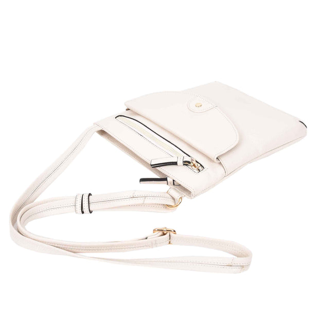 Womens Leather Crossbody Sling Bag Multi Pockets Messenger Skye White 6