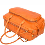 Premium Leather Travel Duffle Veg Tanned Holdall Weekend Casual Stylish Bag Zoom Orange