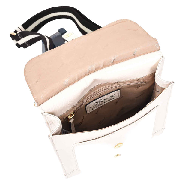 Real Leather Crossbody Bag Women's Casual Style Messenger Xela White 6