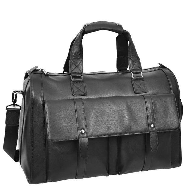 Full Leather Holdall Weekend Travel Duffel Bag for Men, Women AL07 Black-10