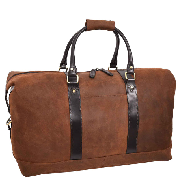 Vintage Brown Leather Holdall Distressed Texture Duffle Weekend Travel Bag Atlas-7