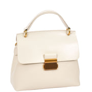 Womens Real Leather Handbag Small Evening Outgoing Fashion Tote Bag A776 Off White-8