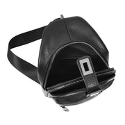 Trendy Leather Chest Pack For Men Casual Cross Body Travel Organiser Bag A095 Black-4