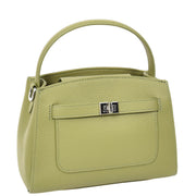 Womens Real Leather Top Handle Handbag Casual Outgoing Small Tote Bag A181 Olive-4