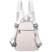 Womens Real Leather Backpack Multi-Zip Pockets Shoulder Bag Rucksack A665 Off White-2