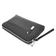 Mens Leather Clutch Bag Mobile Pouch Travel Wrist Bag Purse Handbag A607 Black-5