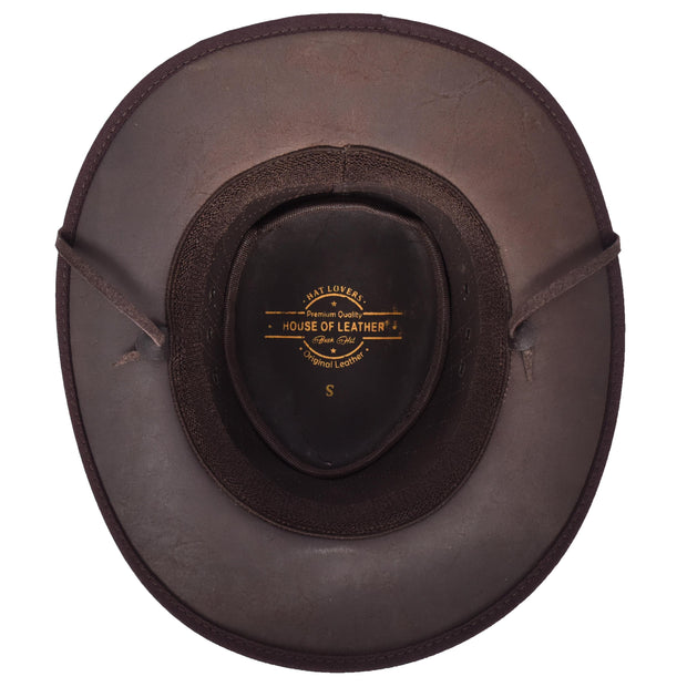 Genuine Leather Australian Bush Hat Removable Chin Strap Cowboy Style Nashville Brown-5