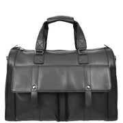 Full Leather Holdall Weekend Travel Duffel Bag for Men, Women AL07 Black-4