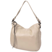 Womens Leather Hobo Handbag Soft Large Multi Straps Zipper Shoulder Bag A202 Taupe-10