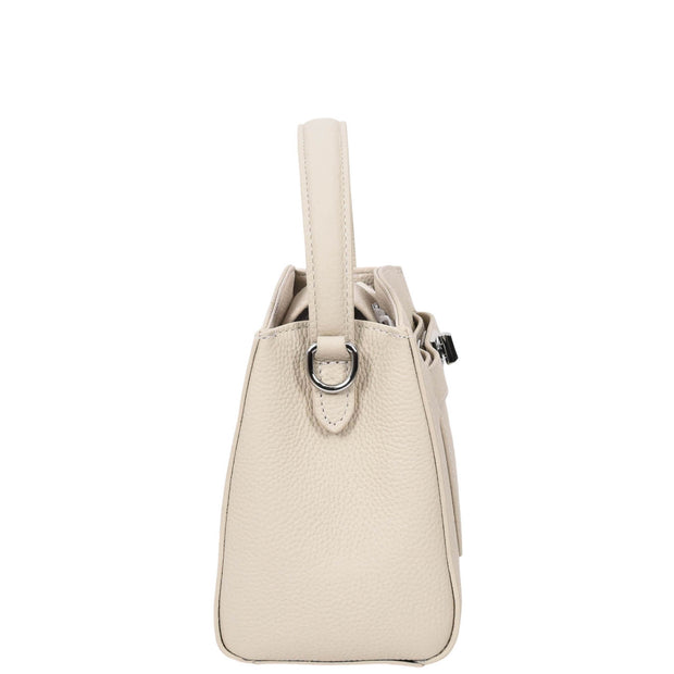 Womens Real Leather Top Handle Handbag Casual Outgoing Small Tote Bag A181 Off White-3