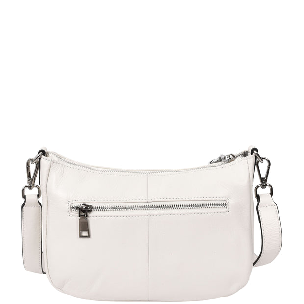 Women Real Leather Shoulder Bag Casual Multi Strap Hobo Handbag A928 White-3