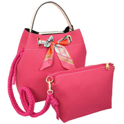 Women PU Leather Handbag Removable Pouch Fashion Crossbody Bag A862 Pink-4