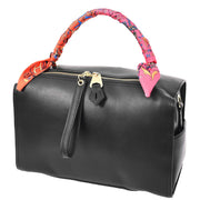 Women's Faux Leather Handbag Cross Body Casual Fashion Barrel Bag A890 Black-9