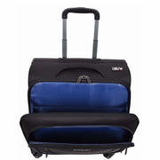 4 Wheel Pilot Case Multiple Compartments Cabin Size Travel Trolley Bag Kite Black-4