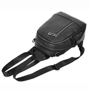 Womens Real Leather Backpack Multi-Zip Pockets Shoulder Bag Rucksack A665 Black-6