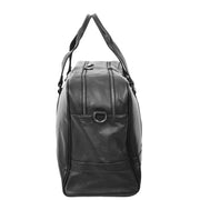 Full Grain Leather Holdall Travel Duffle Cabin Size Weekend Bag A806 Black-3