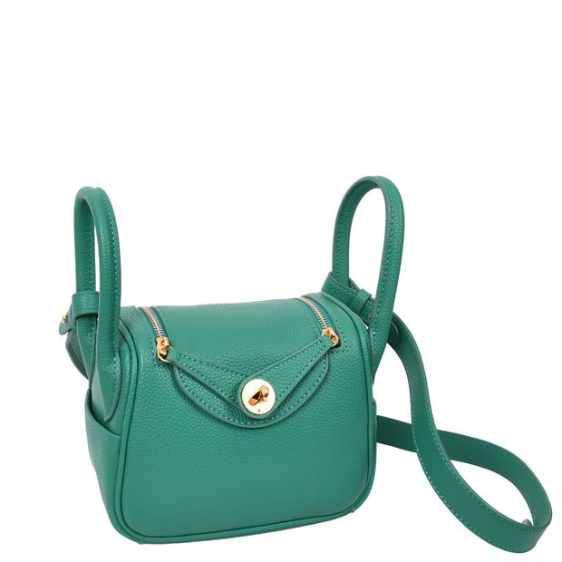 Girls Womens Faux Leather Tote Small Casual Fashion Outgoing Handbag Bitsy Green-9