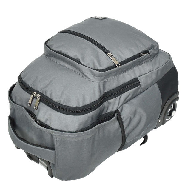 Backpack On Wheels Cabin Size Multi-use Travel Rucksack Laptop Bag Tram Grey