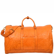 Genuine Veg Tan Leather Holdall Travel Duffle Weekender Bag Roam Orange