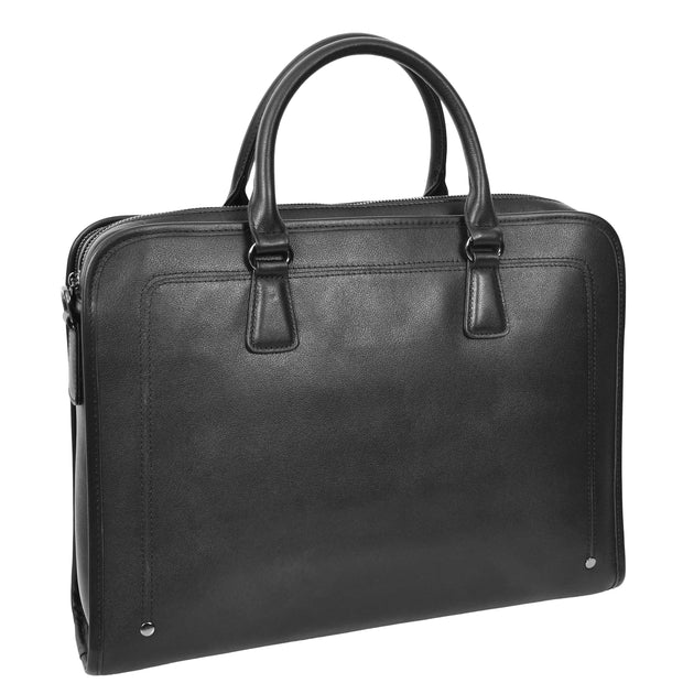 Real Leather Briefcase Multi Pockets Laptop Case Business Office Bag AG5A Black-8