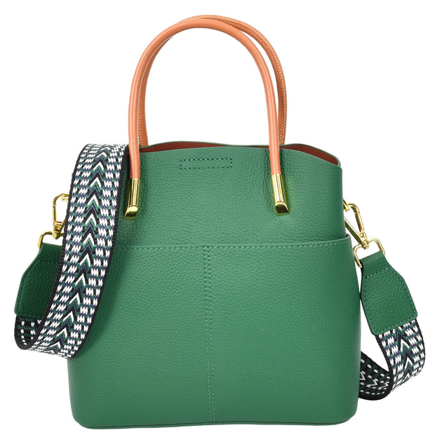 Womens Exquisite Leather Small Tote Smart Casual Fashion Crossbody Bag Allure Green-6