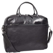 Real Vegetable Tanned Leather Satchel Bag Laptop Briefcase A703 Black 6