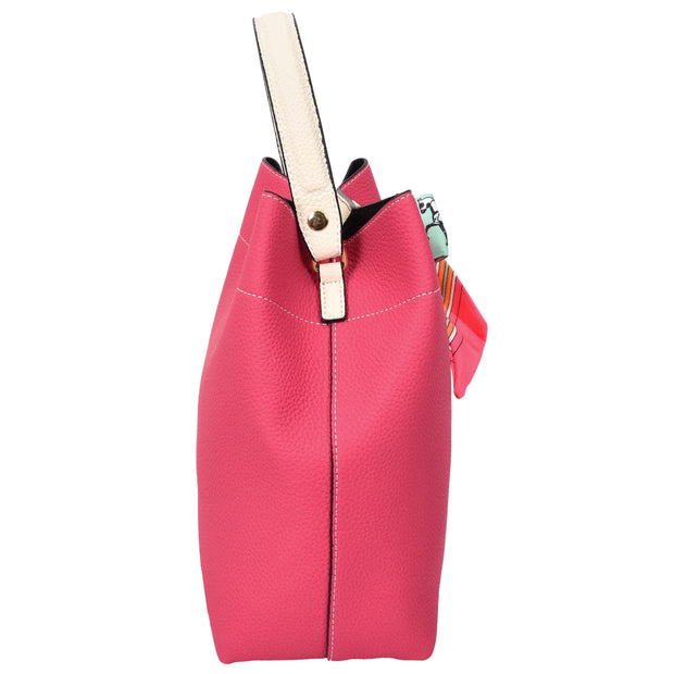 Women PU Leather Handbag Removable Pouch Fashion Crossbody Bag A862 Pink-3