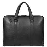 Women Men Leather Briefcase Slimline Multiple Zip Pockets Messenger Satchel Bag A978 Black-4