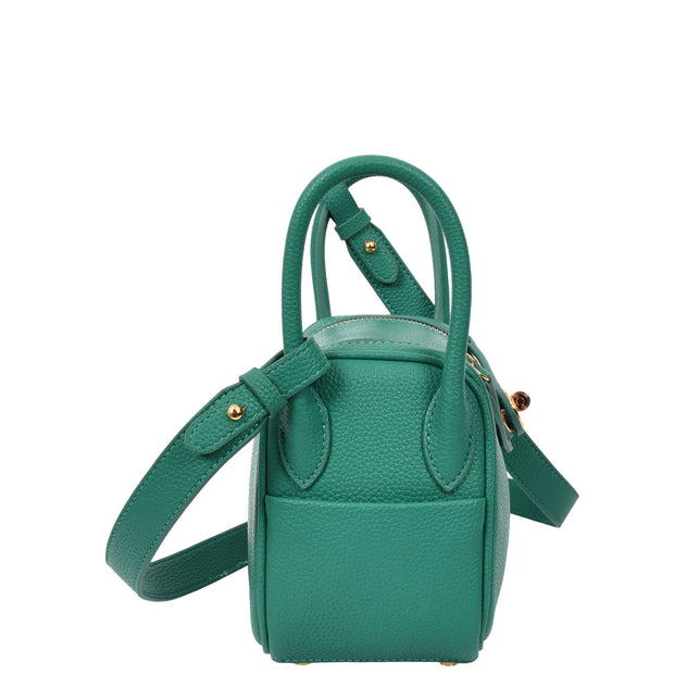 Girls Womens Faux Leather Tote Small Casual Fashion Outgoing Handbag Bitsy Green-3