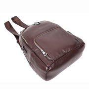 Women's Genuine Leather Backpack Multiple Pockets Casual Fashion Rucksack A618 Brown-8