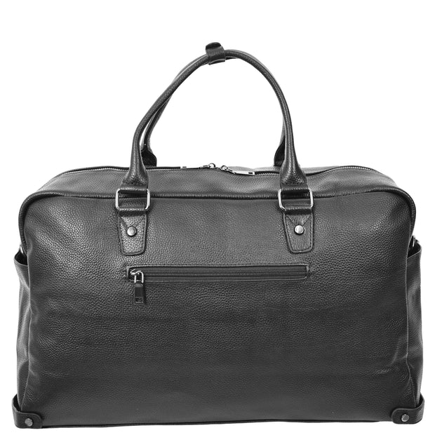 Genuine Leather Holdall Travel Duffle Cabin Size Weekend Bag A061 Black-2