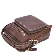 Mens Leather Messenger Bag Travel Crossbody Satchel Side Bag AD601 Brown Hunter-6