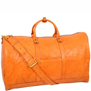 Genuine Veg Tan Leather Holdall Travel Duffle Weekender Bag Roam Orange