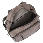 Womens Real Leather Backpack Multi-Zip Pockets Shoulder Bag Rucksack A665 Grey-7